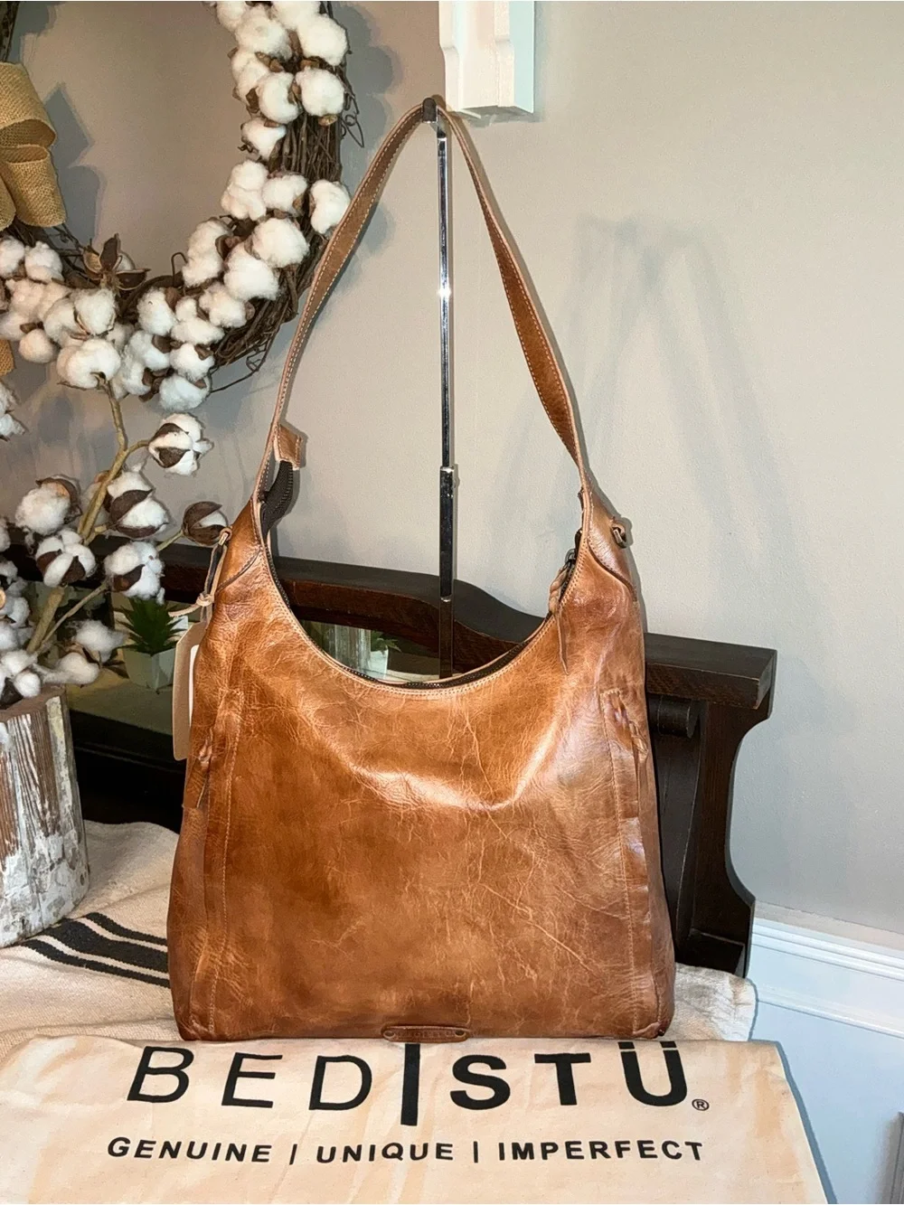 NWT Bed Stu Leather Dallas LTC Hobo Shoulder Bag Tan Rustic MSRP $325